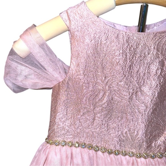 Bonnie Jean Girls 2T Pink Glitter Tulle Dress Formal Party Wedding NWT - Picture 4 of 9